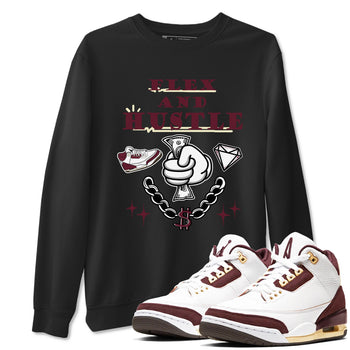 3s A Ma Maniere x Burgundy Crush shirts to match jordans Flex And Hustle sneaker match teesA Ma Maniére x Air Jordan 3 "Burgundy Crush" SNRT Sneaker Tees streetwear brand Black 1 unisex cotton tee
