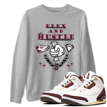 3s A Ma Maniere x Burgundy Crush shirts to match jordans Flex And Hustle sneaker match teesA Ma Maniére x Air Jordan 3 "Burgundy Crush" SNRT Sneaker Tees streetwear brand Heather Grey 1 unisex cotton tee