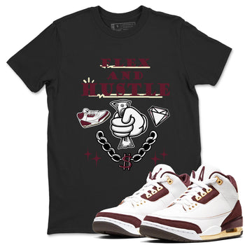 3s A Ma Maniere x Burgundy Crush shirts to match jordans Flex And Hustle sneaker match teesA Ma Maniére x Air Jordan 3 "Burgundy Crush" SNRT Sneaker Tees streetwear brand Black 1 unisex cotton tee