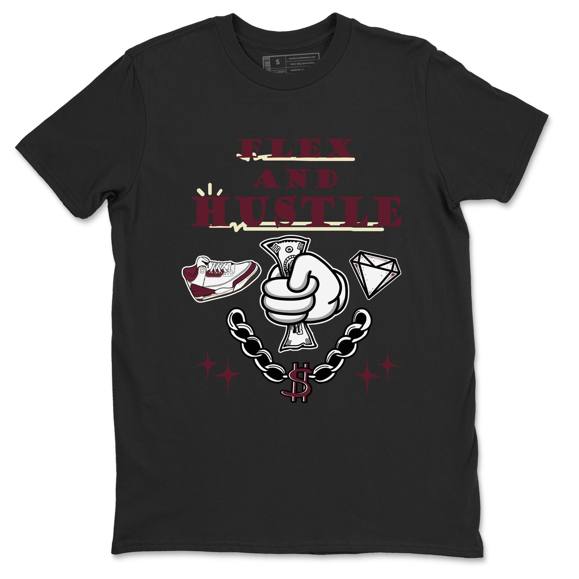 3s A Ma Maniere x Burgundy Crush shirts to match jordans Flex And Hustle sneaker match teesA Ma Maniére x Air Jordan 3 "Burgundy Crush" SNRT Sneaker Tees streetwear brand Black 2 unisex cotton tee