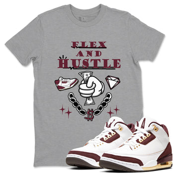 3s A Ma Maniere x Burgundy Crush shirts to match jordans Flex And Hustle sneaker match teesA Ma Maniére x Air Jordan 3 "Burgundy Crush" SNRT Sneaker Tees streetwear brand Heather Grey 1 unisex cotton tee