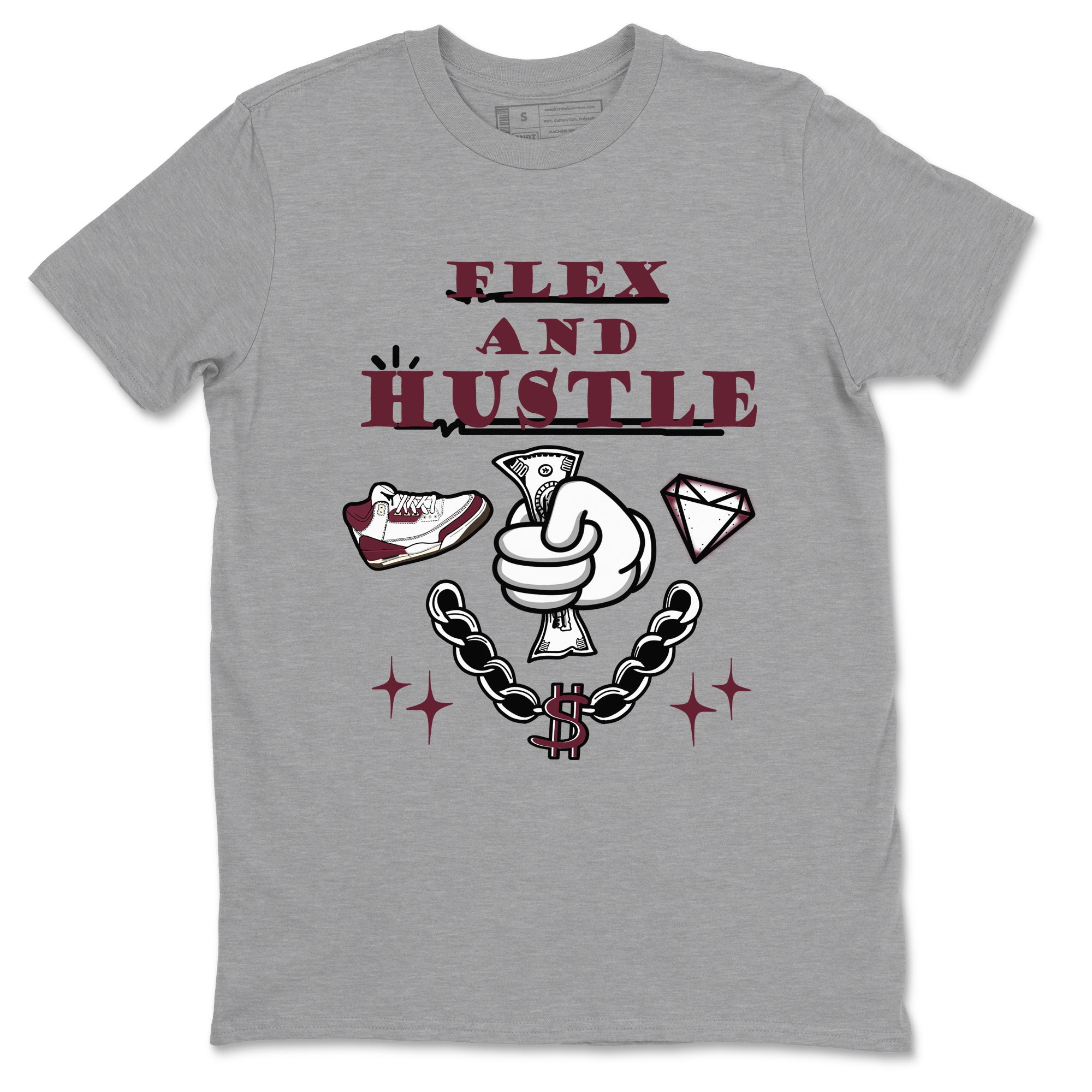 3s A Ma Maniere x Burgundy Crush shirts to match jordans Flex And Hustle sneaker match teesA Ma Maniére x Air Jordan 3 "Burgundy Crush" SNRT Sneaker Tees streetwear brand Heather Grey 2 unisex cotton tee