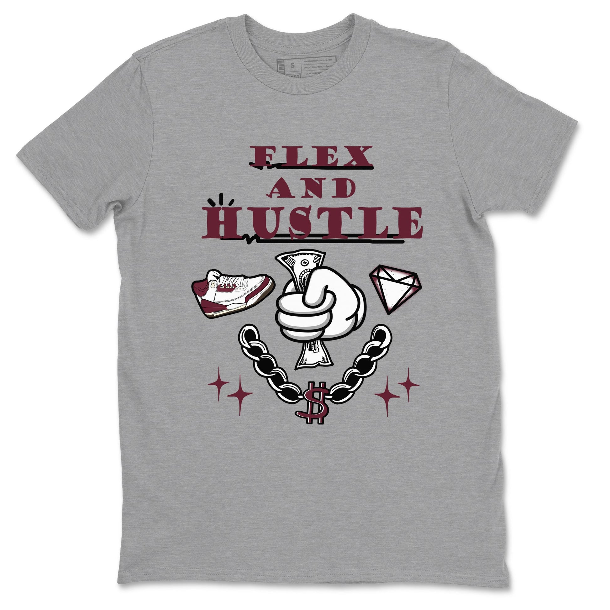 3s A Ma Maniere x Burgundy Crush shirts to match jordans Flex And Hustle sneaker match teesA Ma Maniére x Air Jordan 3 "Burgundy Crush" SNRT Sneaker Tees streetwear brand Heather Grey 2 unisex cotton tee