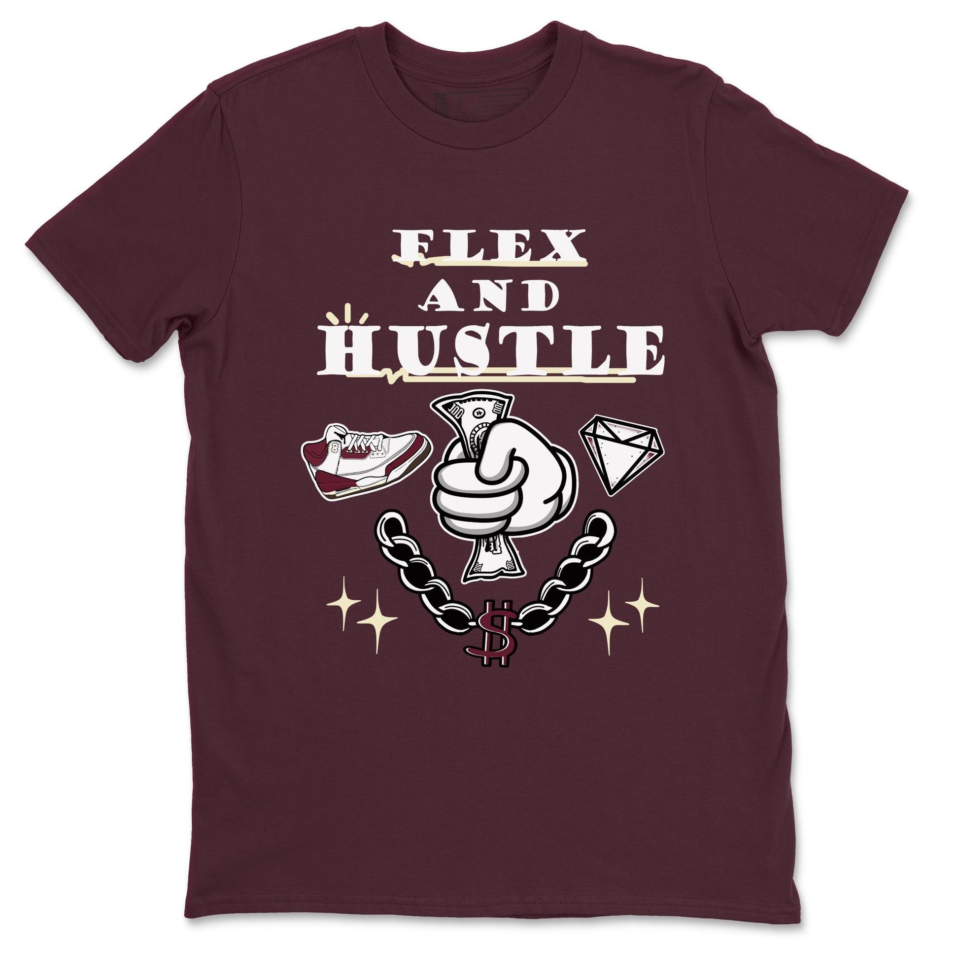 3s A Ma Maniere x Burgundy Crush shirts to match jordans Flex And Hustle sneaker match teesA Ma Maniére x Air Jordan 3 "Burgundy Crush" SNRT Sneaker Tees streetwear brand Maroon 2 unisex cotton tee