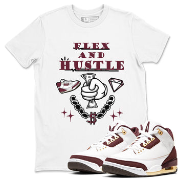 3s A Ma Maniere x Burgundy Crush shirts to match jordans Flex And Hustle sneaker match teesA Ma Maniére x Air Jordan 3 "Burgundy Crush" SNRT Sneaker Tees streetwear brand White 1 unisex cotton tee