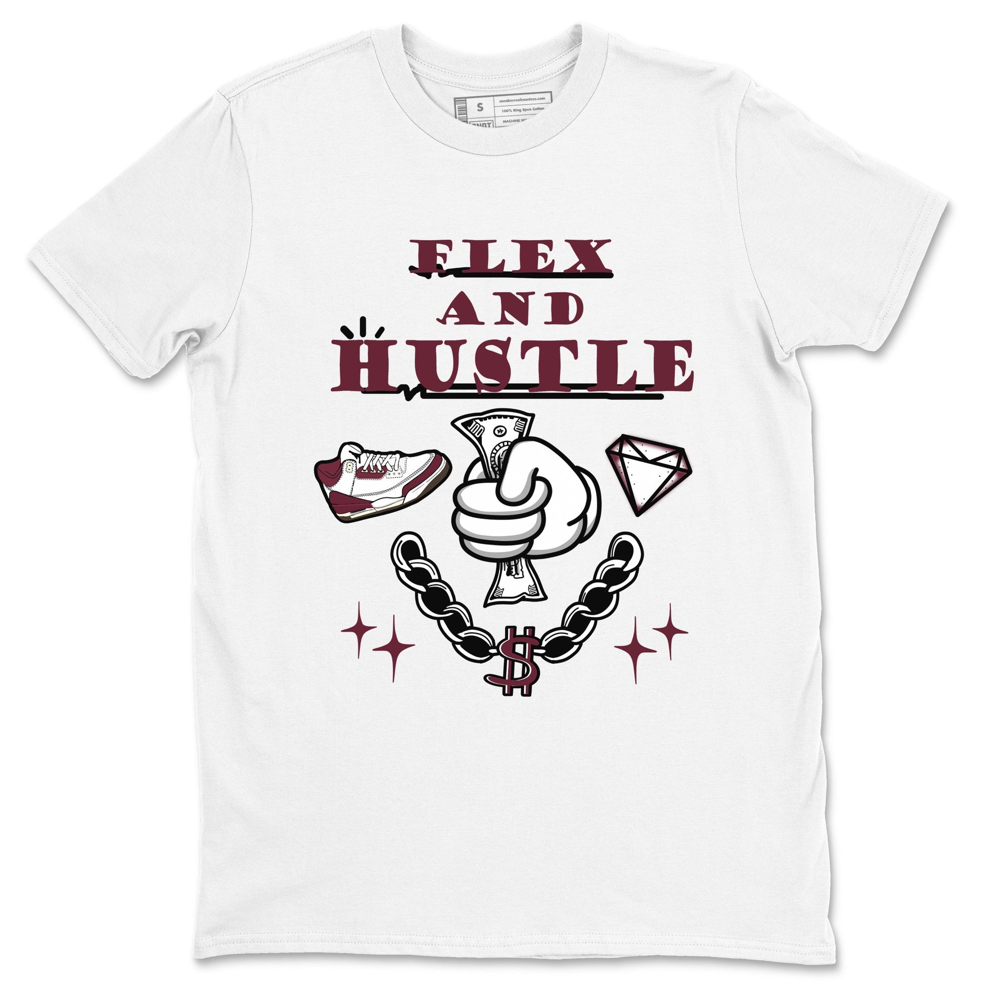 3s A Ma Maniere x Burgundy Crush shirts to match jordans Flex And Hustle sneaker match teesA Ma Maniére x Air Jordan 3 "Burgundy Crush" SNRT Sneaker Tees streetwear brand White 2 unisex cotton tee