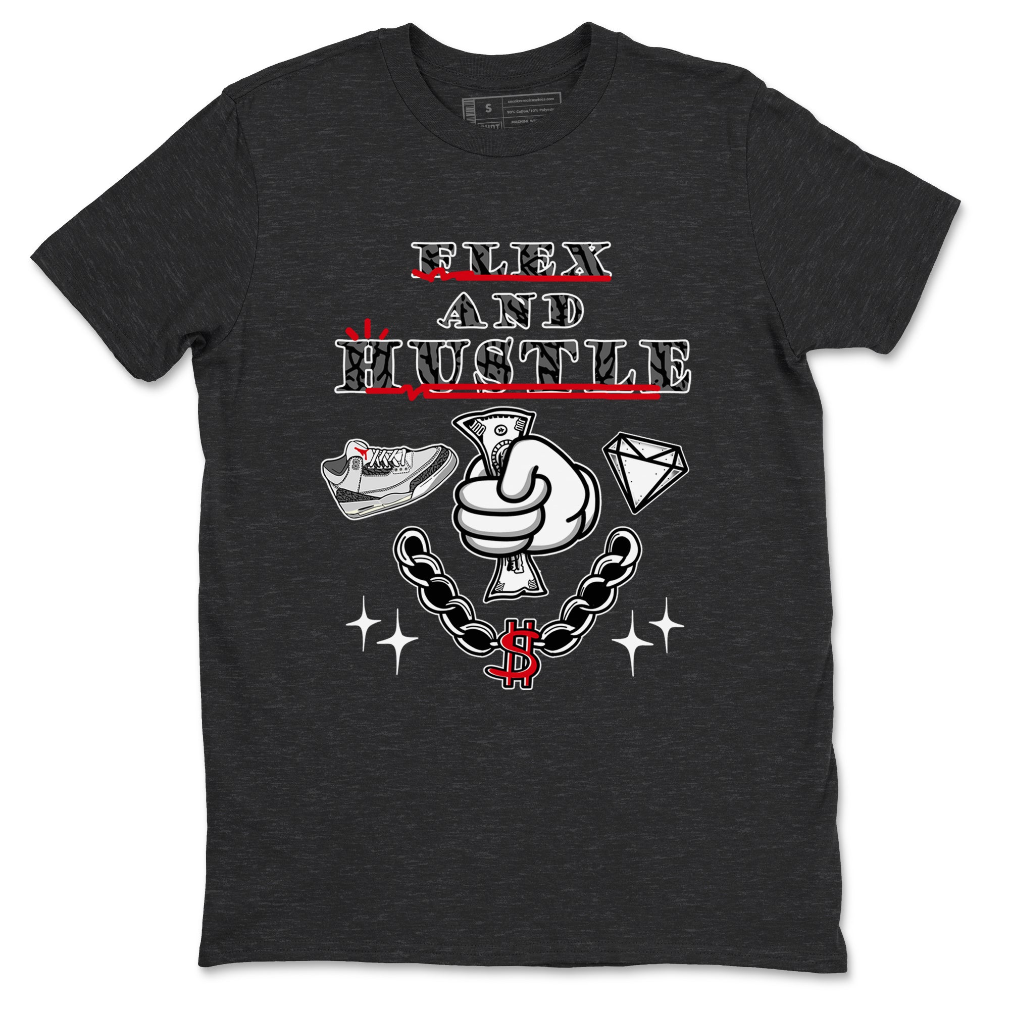 3s Cement Grey shirts to match jordans Flex And Hustle sneaker match tees Air Jordan 3 Cement Grey SNRT Sneaker Release Tees unisex cotton Charcoal Heather 2 crew neck shirts