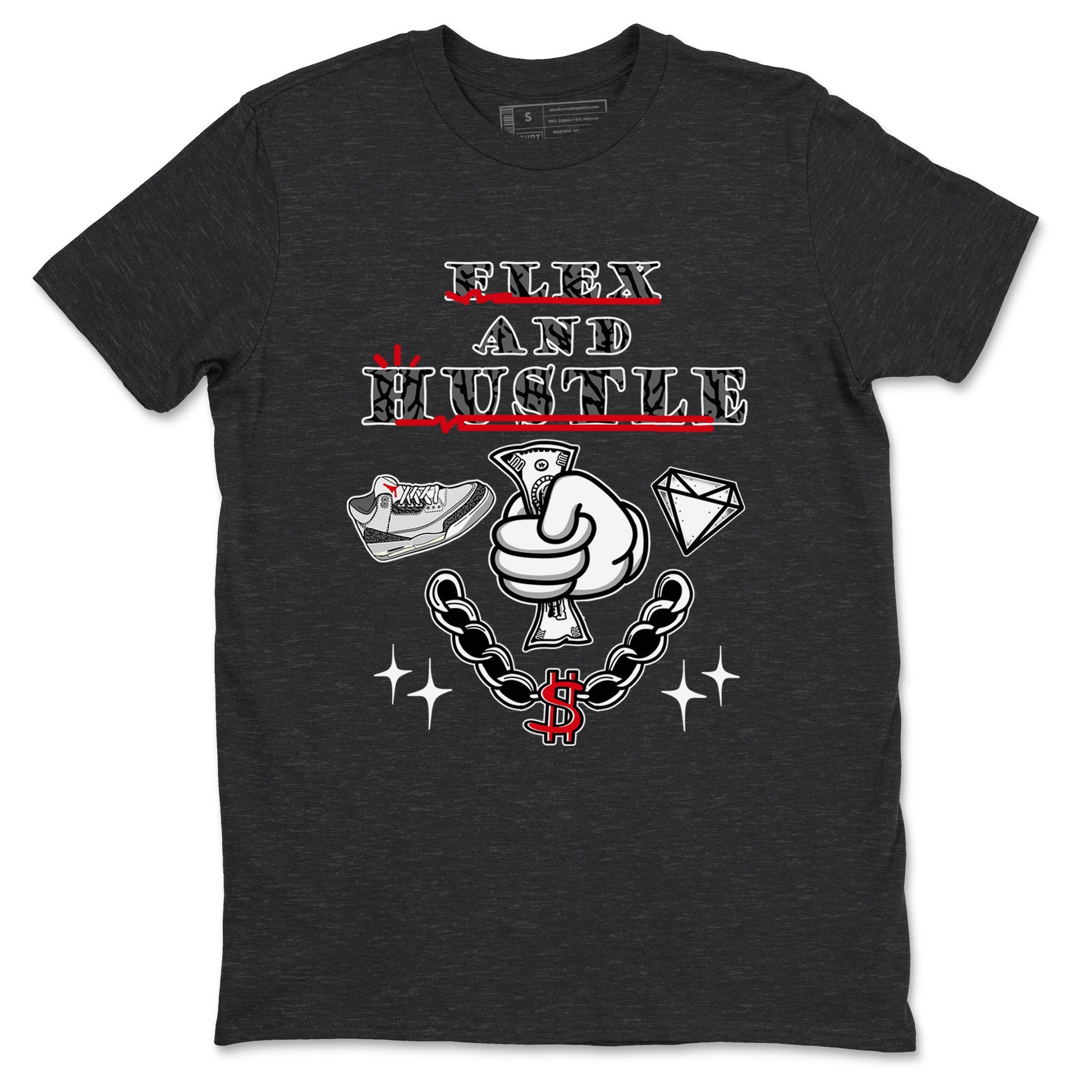 3s Cement Grey shirts to match jordans Flex And Hustle sneaker match tees Air Jordan 3 Cement Grey SNRT Sneaker Release Tees unisex cotton Charcoal Heather 2 crew neck shirts