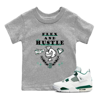 4s Oxidized Green shirts to match jordans Flex And Hustle sneaker match tees Air Jordan 4 Oxidized Green SNRT Sneaker Tees streetwear brand Baby and Youth Heather Grey 1 cotton tee