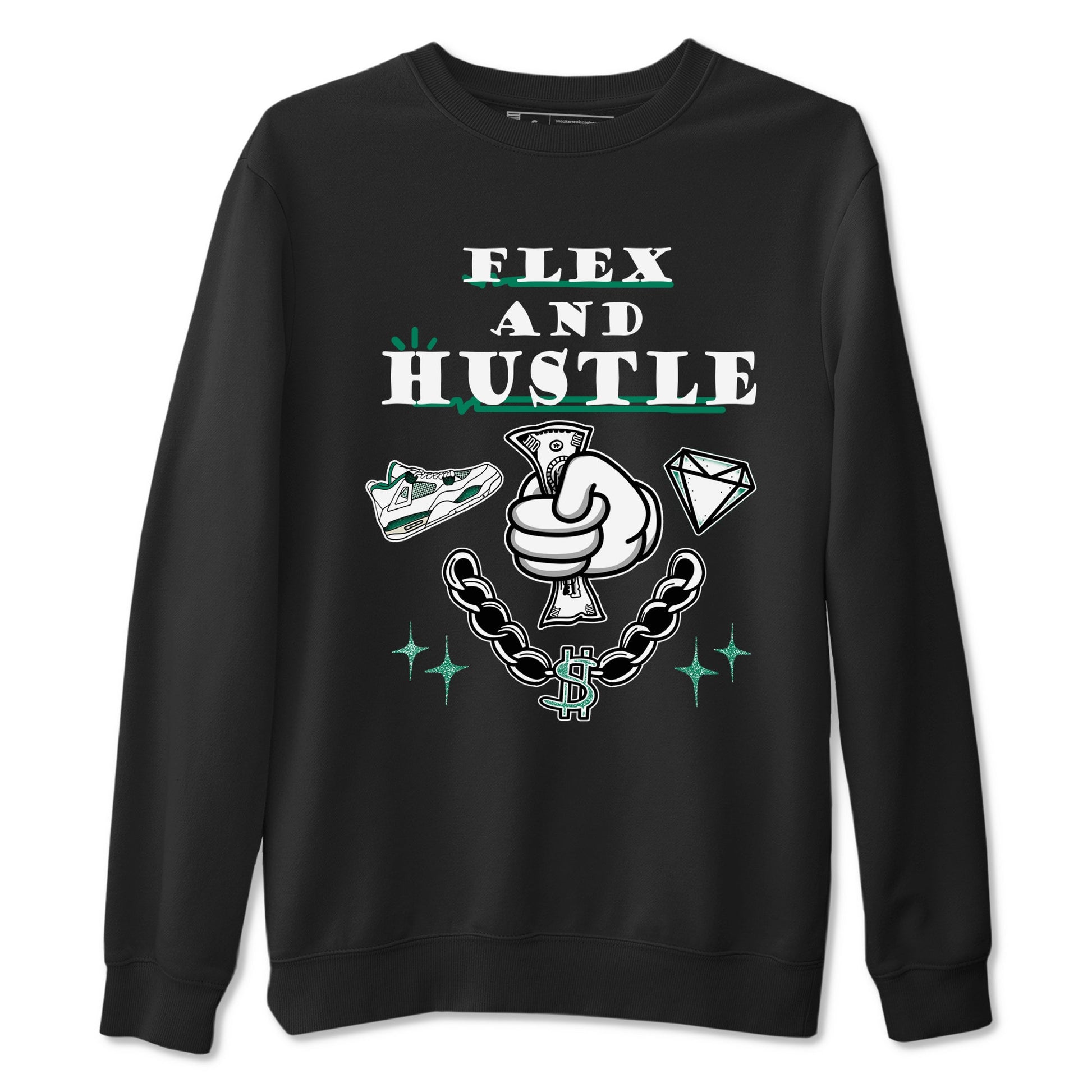 4s Oxidized Green shirts to match jordans Flex And Hustle sneaker match tees Air Jordan 4 Oxidized Green SNRT Sneaker Tees streetwear brand Black 2 unisex cotton tee