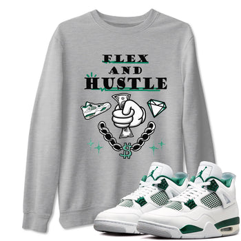 4s Oxidized Green shirts to match jordans Flex And Hustle sneaker match tees Air Jordan 4 Oxidized Green SNRT Sneaker Tees streetwear brand Heather Grey 1 unisex cotton tee