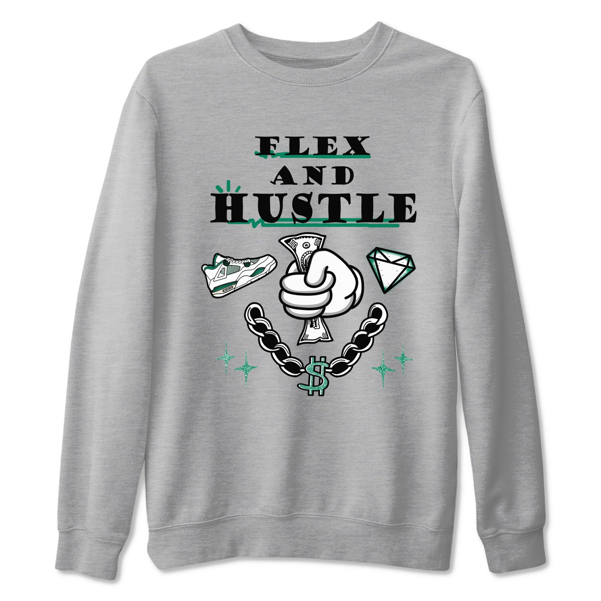4s Oxidized Green shirts to match jordans Flex And Hustle sneaker match tees Air Jordan 4 Oxidized Green SNRT Sneaker Tees streetwear brand Heather Grey 2 unisex cotton tee