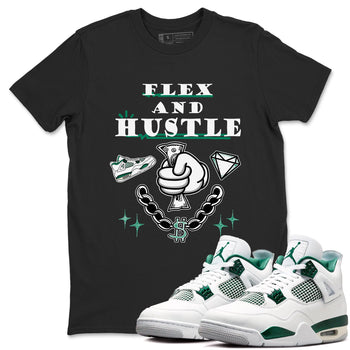 4s Oxidized Green shirts to match jordans Flex And Hustle sneaker match tees Air Jordan 4 Oxidized Green SNRT Sneaker Tees streetwear brand Black 1 unisex cotton tee