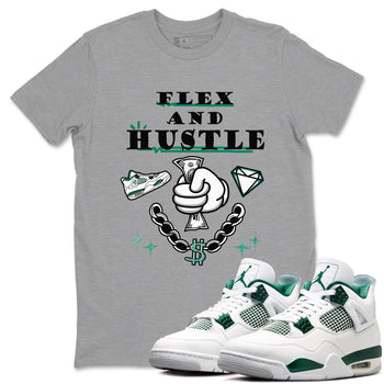 4s Oxidized Green shirts to match jordans Flex And Hustle sneaker match tees Air Jordan 4 Oxidized Green SNRT Sneaker Tees streetwear brand Heather Grey 1 unisex cotton tee