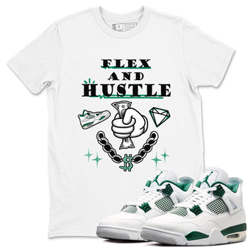 4s Oxidized Green shirts to match jordans Flex And Hustle sneaker match tees Air Jordan 4 Oxidized Green SNRT Sneaker Tees streetwear brand White 1 unisex cotton tee