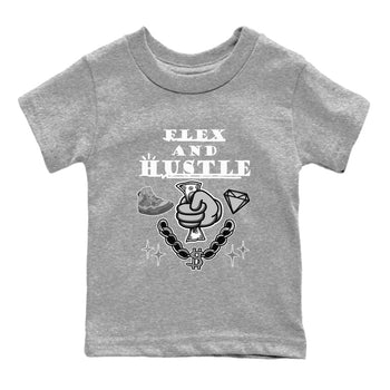4s Wet Cement shirts to match jordans Flex And Hustle sneaker match tees Air Jordan 4 Wet Cement SNRT Sneaker Release Tees Youth Baby Heather Grey 2 crew neck shirts