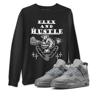 4s Wet Cement shirts to match jordans Flex And Hustle sneaker match tees Air Jordan 4 Wet Cement SNRT Sneaker Release Tees unisex cotton Black 1 crew neck shirts