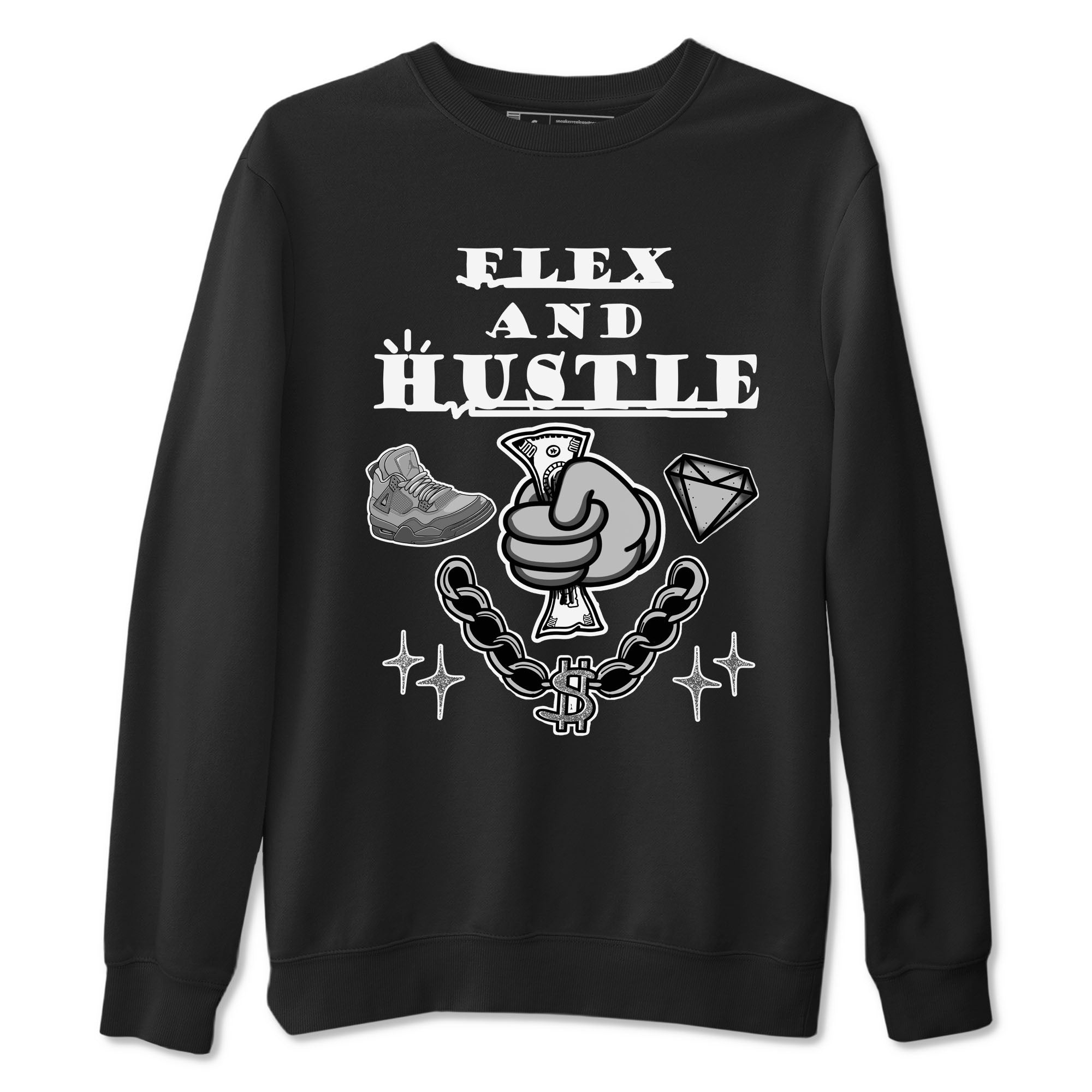 4s Wet Cement shirts to match jordans Flex And Hustle sneaker match tees Air Jordan 4 Wet Cement SNRT Sneaker Release Tees unisex cotton Black 2 crew neck shirts