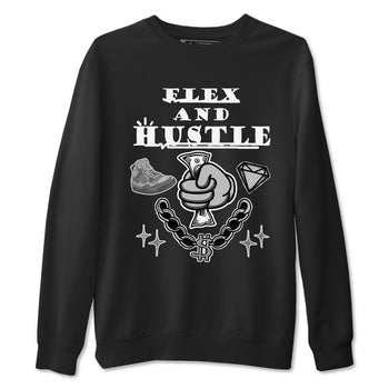 4s Wet Cement shirts to match jordans Flex And Hustle sneaker match tees Air Jordan 4 Wet Cement SNRT Sneaker Release Tees unisex cotton Black 2 crew neck shirts
