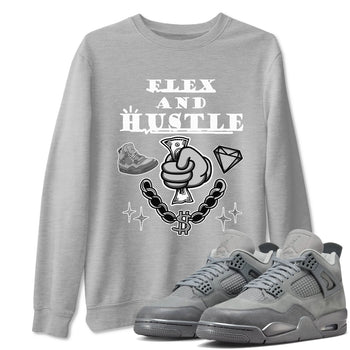 4s Wet Cement shirts to match jordans Flex And Hustle sneaker match tees Air Jordan 4 Wet Cement SNRT Sneaker Release Tees unisex cotton Heather Grey 1 crew neck shirts