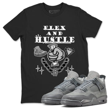 4s Wet Cement shirts to match jordans Flex And Hustle sneaker match tees Air Jordan 4 Wet Cement SNRT Sneaker Release Tees unisex cotton Black 1 crew neck shirts