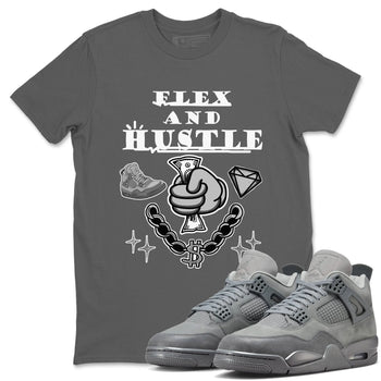 4s Wet Cement shirts to match jordans Flex And Hustle sneaker match tees Air Jordan 4 Wet Cement SNRT Sneaker Release Tees unisex cotton Cool Grey 1 crew neck shirts