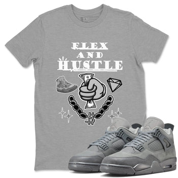4s Wet Cement shirts to match jordans Flex And Hustle sneaker match tees Air Jordan 4 Wet Cement SNRT Sneaker Release Tees unisex cotton Heather Grey 1 crew neck shirts