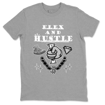 4s Wet Cement shirts to match jordans Flex And Hustle sneaker match tees Air Jordan 4 Wet Cement SNRT Sneaker Release Tees unisex cotton Heather Grey 2 crew neck shirts
