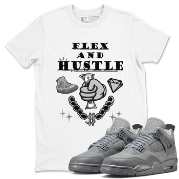 4s Wet Cement shirts to match jordans Flex And Hustle sneaker match tees Air Jordan 4 Wet Cement SNRT Sneaker Release Tees unisex cotton White 1 crew neck shirts