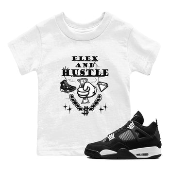 4s White Thunder shirts to match jordans Flex And Hustle sneaker match tees Air Jordan 4 White Thunder SNRT Sneaker Release Tees Youth Baby White 1 crew neck shirts