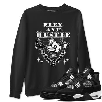 4s White Thunder shirts to match jordans Flex And Hustle sneaker match tees Air Jordan 4 White Thunder SNRT Sneaker Release Tees unisex cotton Black 1 crew neck shirts