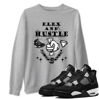 4s White Thunder shirts to match jordans Flex And Hustle sneaker match tees Air Jordan 4 White Thunder SNRT Sneaker Release Tees unisex cotton Heather Grey 1 crew neck shirts