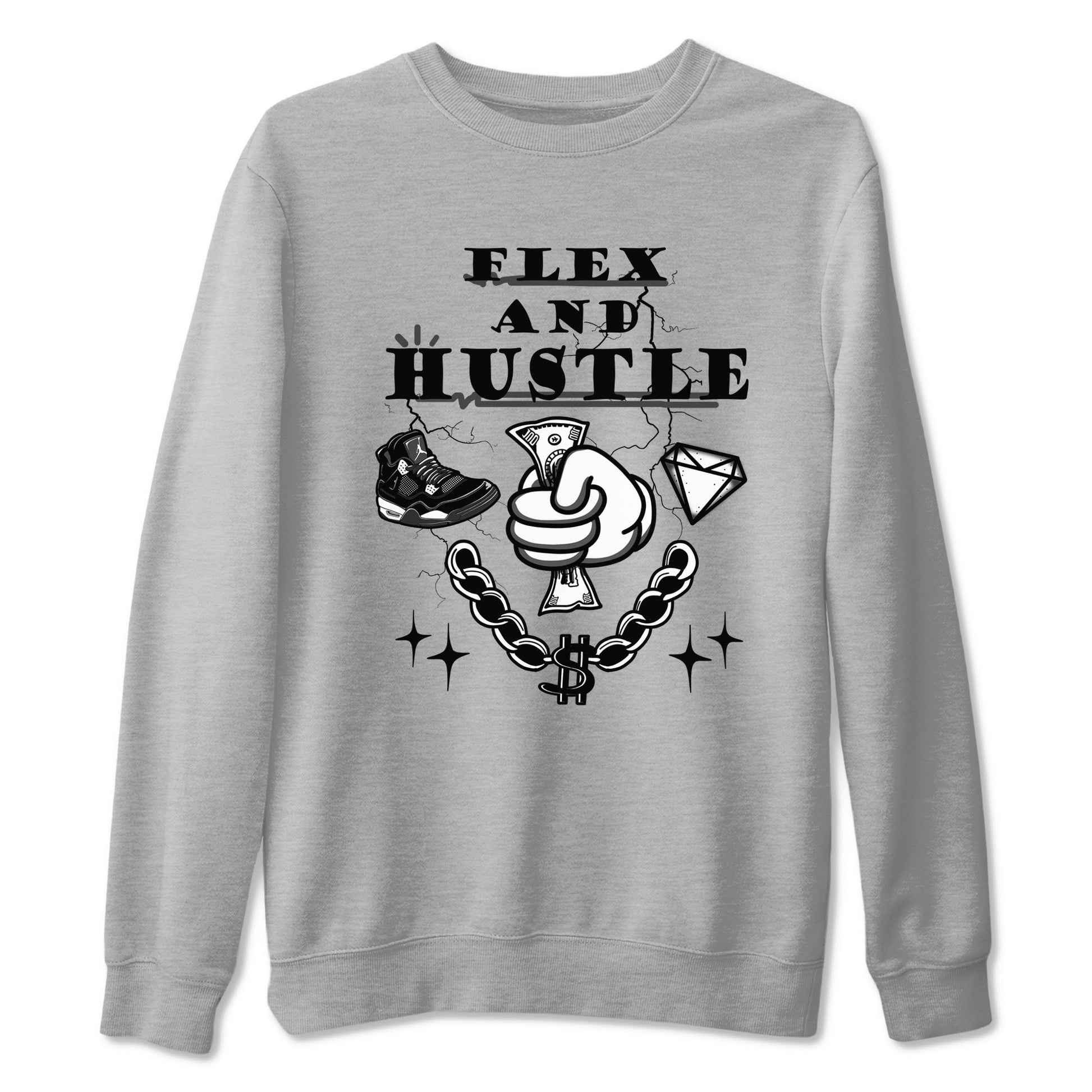 4s White Thunder shirts to match jordans Flex And Hustle sneaker match tees Air Jordan 4 White Thunder SNRT Sneaker Release Tees unisex cotton Heather Grey 2 crew neck shirts