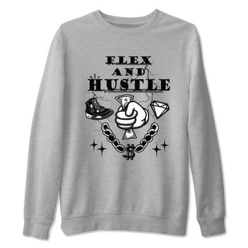 4s White Thunder shirts to match jordans Flex And Hustle sneaker match tees Air Jordan 4 White Thunder SNRT Sneaker Release Tees unisex cotton Heather Grey 2 crew neck shirts