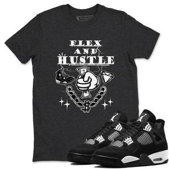 4s White Thunder shirts to match jordans Flex And Hustle sneaker match tees Air Jordan 4 White Thunder SNRT Sneaker Release Tees unisex cotton Charcoal Heather 1 crew neck shirts