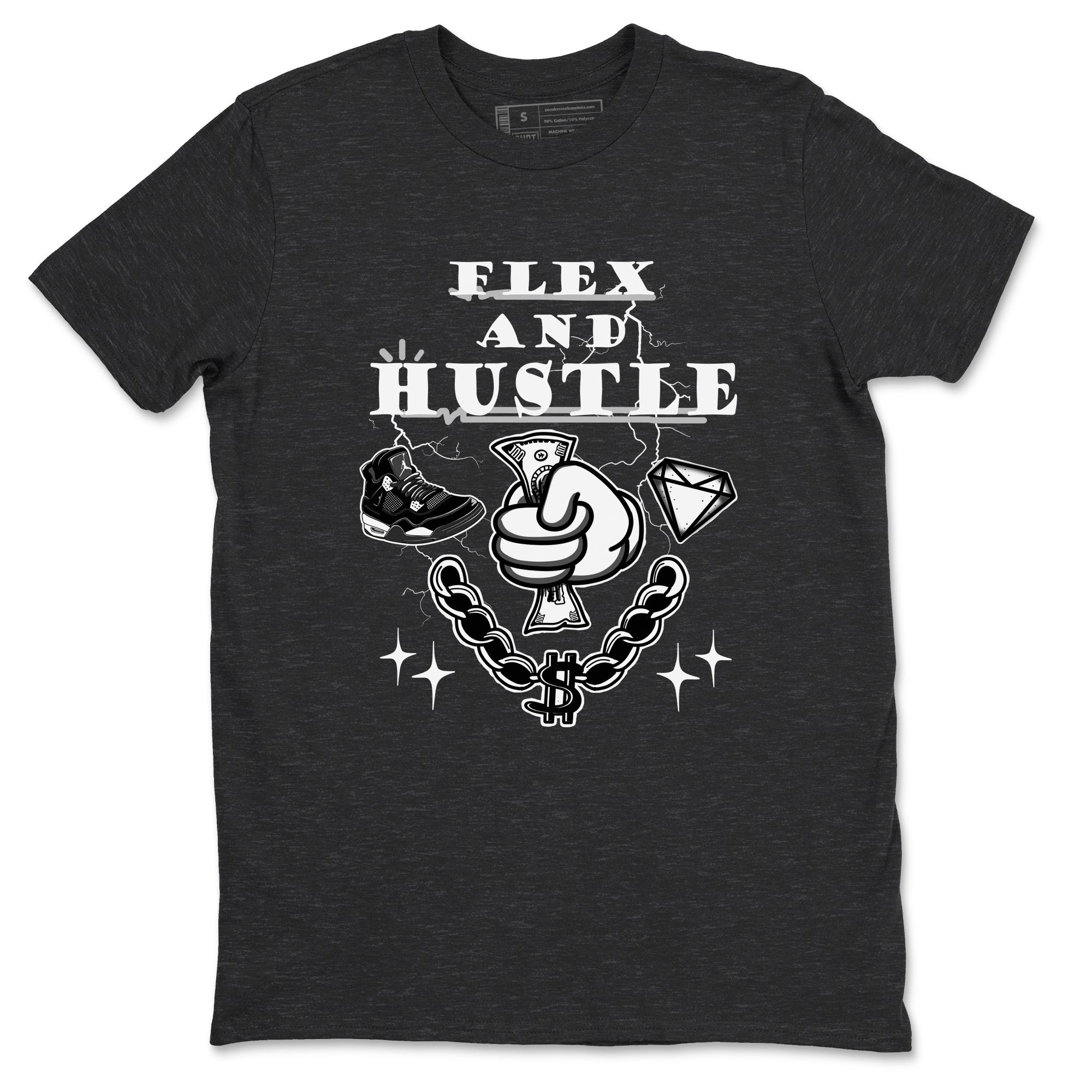 4s White Thunder shirts to match jordans Flex And Hustle sneaker match tees Air Jordan 4 White Thunder SNRT Sneaker Release Tees unisex cotton Charcoal Heather 2 crew neck shirts