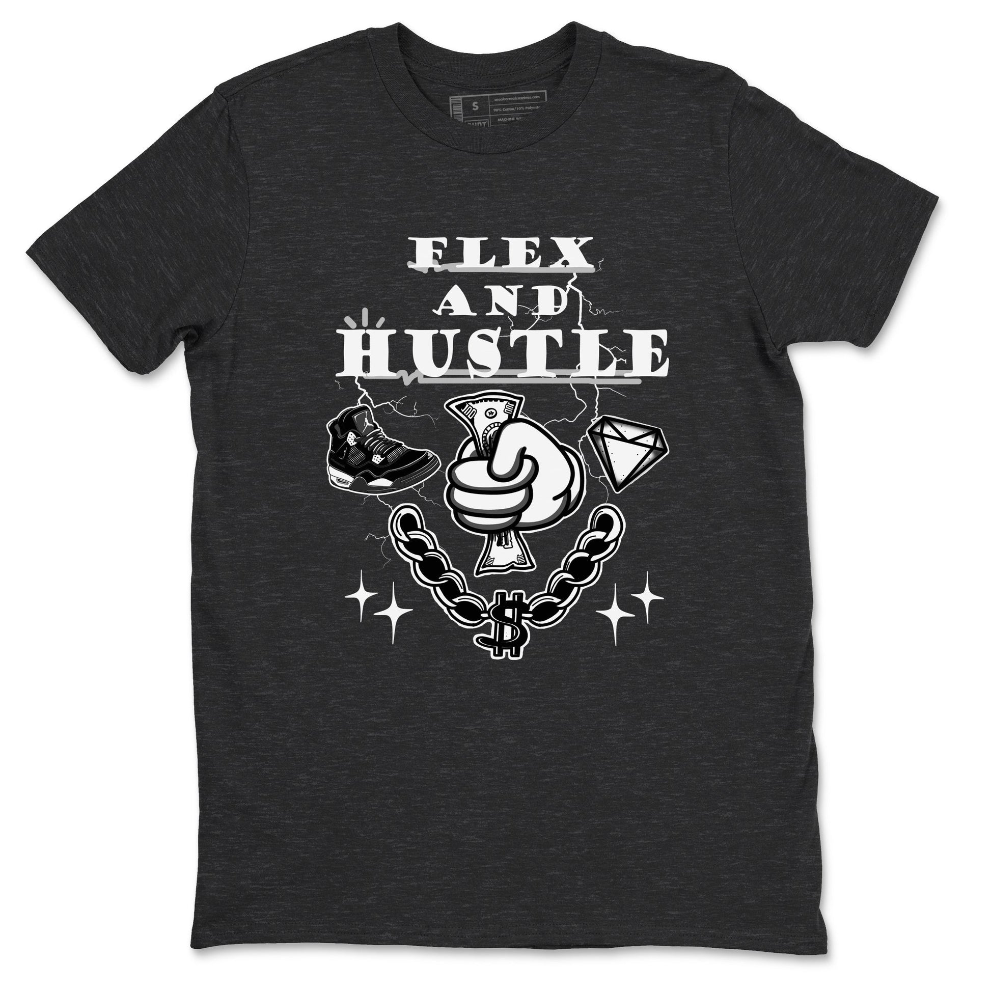 4s White Thunder shirts to match jordans Flex And Hustle sneaker match tees Air Jordan 4 White Thunder SNRT Sneaker Release Tees unisex cotton Charcoal Heather 2 crew neck shirts