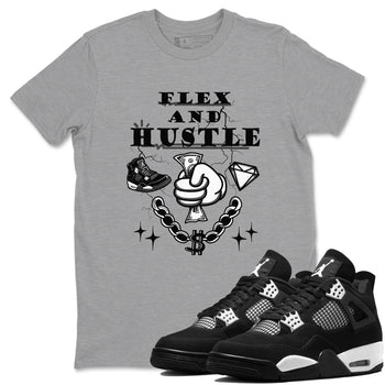 4s White Thunder shirts to match jordans Flex And Hustle sneaker match tees Air Jordan 4 White Thunder SNRT Sneaker Release Tees unisex cotton Heather Grey 1 crew neck shirts