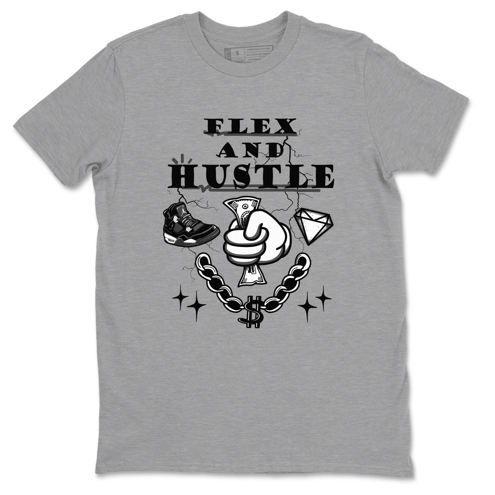 4s White Thunder shirts to match jordans Flex And Hustle sneaker match tees Air Jordan 4 White Thunder SNRT Sneaker Release Tees unisex cotton Heather Grey 2 crew neck shirts