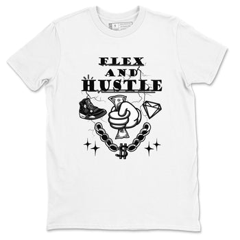 4s White Thunder shirts to match jordans Flex And Hustle sneaker match tees Air Jordan 4 White Thunder SNRT Sneaker Release Tees unisex cotton White 2 crew neck shirts