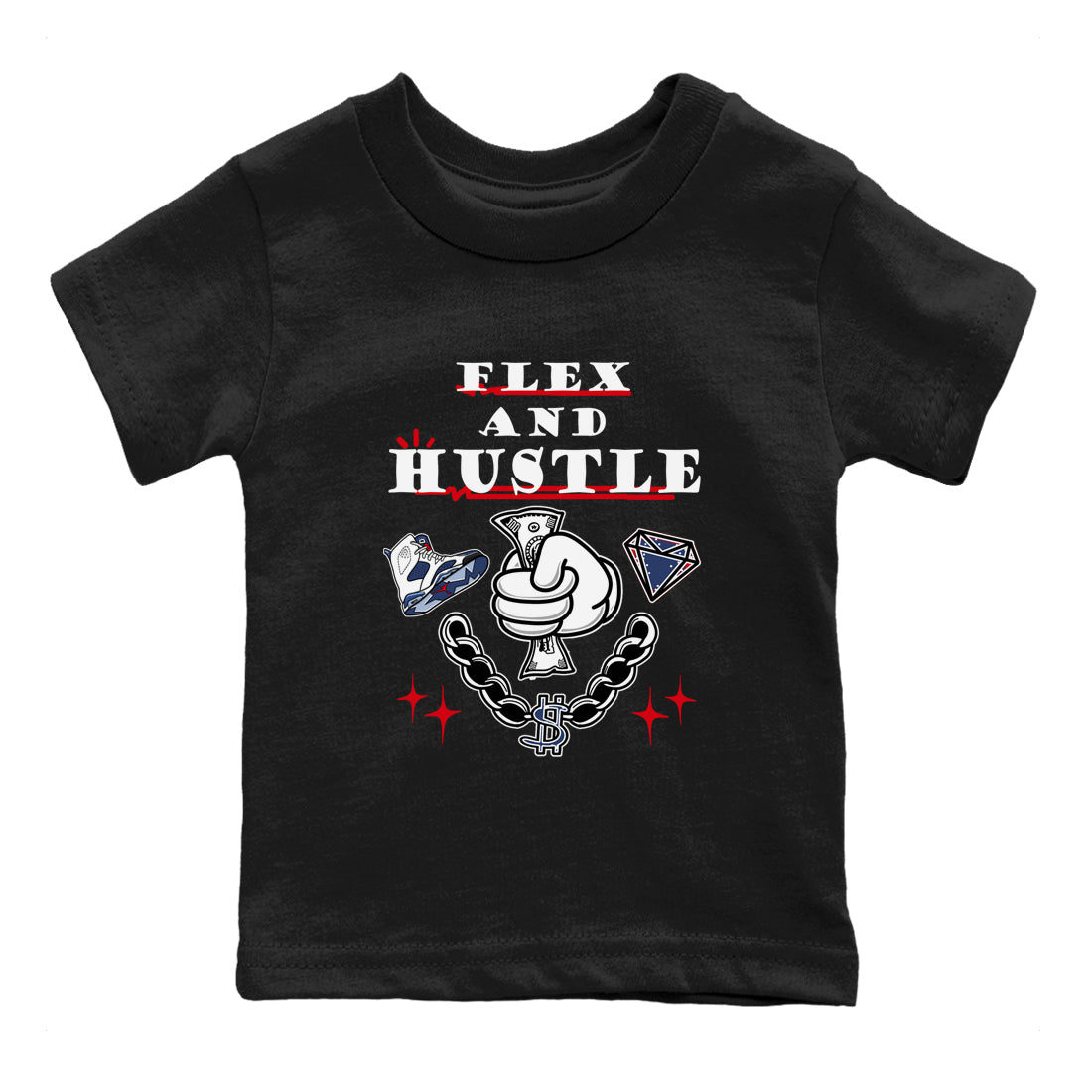 6s Olympic shirt to match jordans Flex And Hustle sneaker tees Air Jordan 6 Olympic SNRT sneaker release tees baby toddler Black 2 cotton Shirt