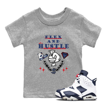 6s Olympic shirt to match jordans Flex And Hustle sneaker tees Air Jordan 6 Olympic SNRT sneaker release tees baby toddler Heather Grey 1 cotton Shirt