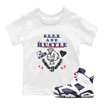6s Olympic shirt to match jordans Flex And Hustle sneaker tees Air Jordan 6 Olympic SNRT sneaker release tees baby toddler White 1 cotton Shirt