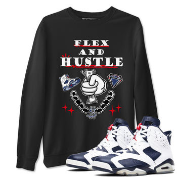 6s Olympic shirt to match jordans Flex And Hustle sneaker tees Air Jordan 6 Olympic SNRT Sneaker Release Tees unisex cotton Black 1 crew neck shirt