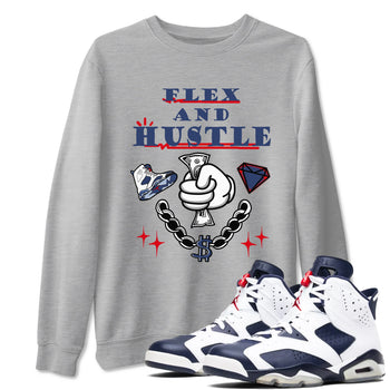 6s Olympic shirt to match jordans Flex And Hustle sneaker tees Air Jordan 6 Olympic SNRT Sneaker Release Tees unisex cotton Heather Grey 1 crew neck shirt