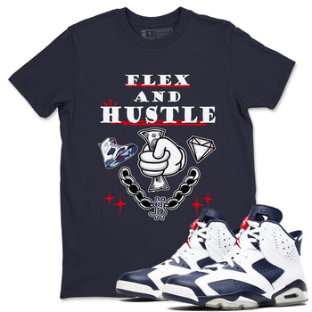 6s Olympic shirt to match jordans Flex And Hustle sneaker tees Air Jordan 6 Olympic SNRT Sneaker Release Tees unisex cotton Navy 1 crew neck shirt