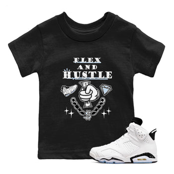 AJ6 Reverse Oreo shirt to match jordans Flex And Hustle sneaker tees Air Jordan 6 White Black SNRT sneaker release tees baby toddler Black 1 cotton Shirt