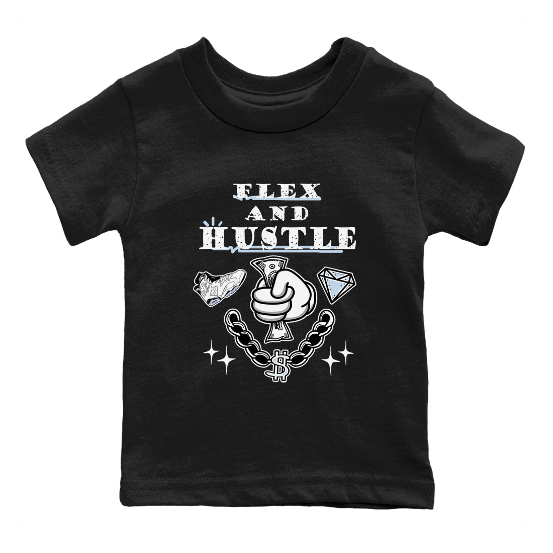 AJ6 Reverse Oreo shirt to match jordans Flex And Hustle sneaker tees Air Jordan 6 White Black SNRT sneaker release tees baby toddler Black 2 cotton Shirt
