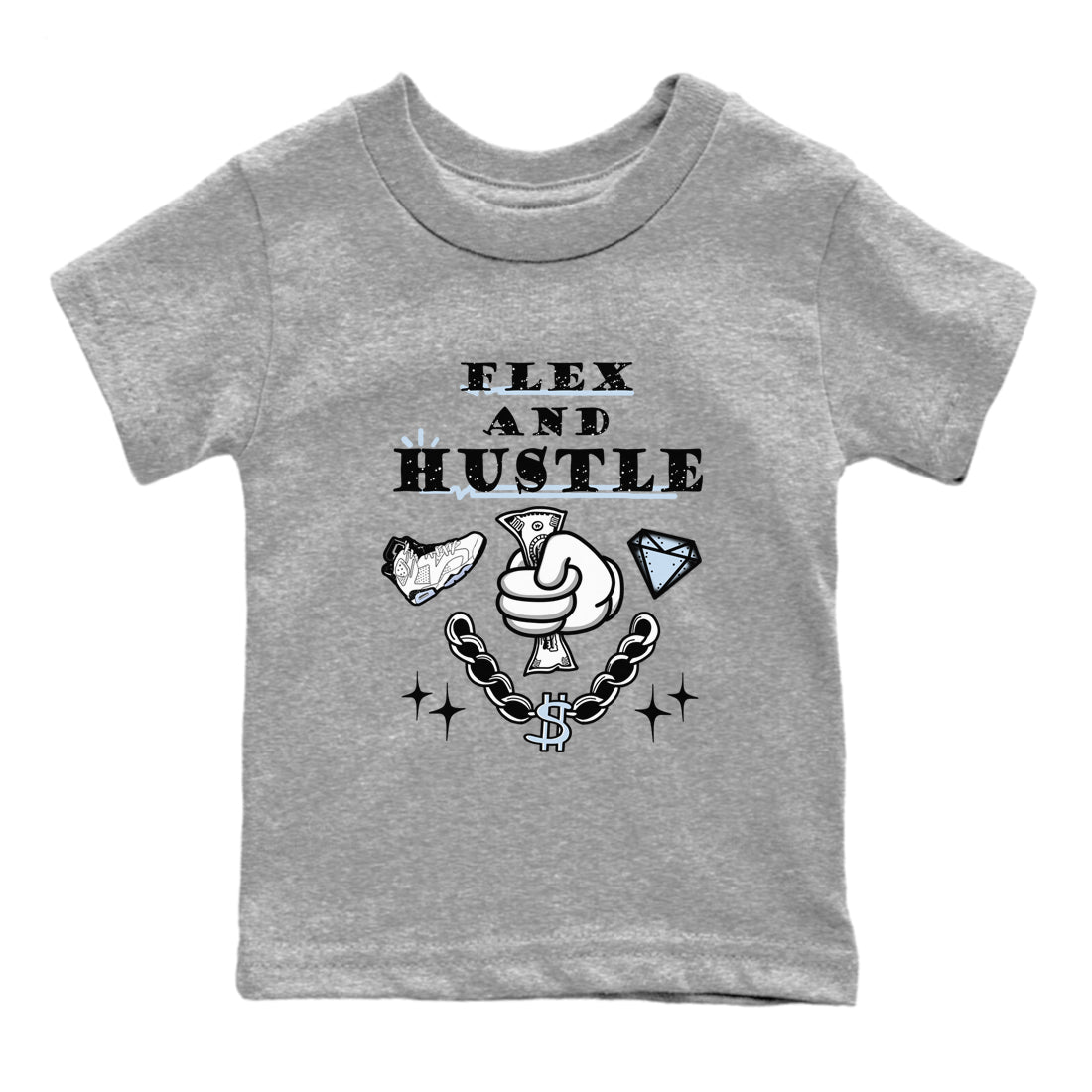 AJ6 Reverse Oreo shirt to match jordans Flex And Hustle sneaker tees Air Jordan 6 White Black SNRT sneaker release tees baby toddler Heather Grey 2 cotton Shirt
