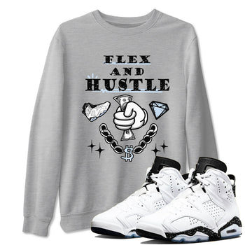 AJ6 Reverse Oreo shirt to match jordans Flex And Hustle sneaker tees Air Jordan 6 White Black SNRT Sneaker Release Tees unisex cotton Heather Grey 1 crew neck shirt